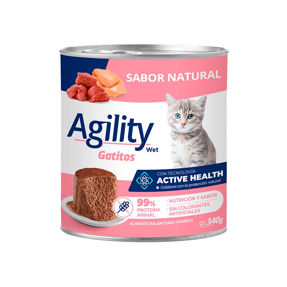 GATOS ALIMENTO HÚMEDO AGILITY KITTEN SABOR NATURAL 340G