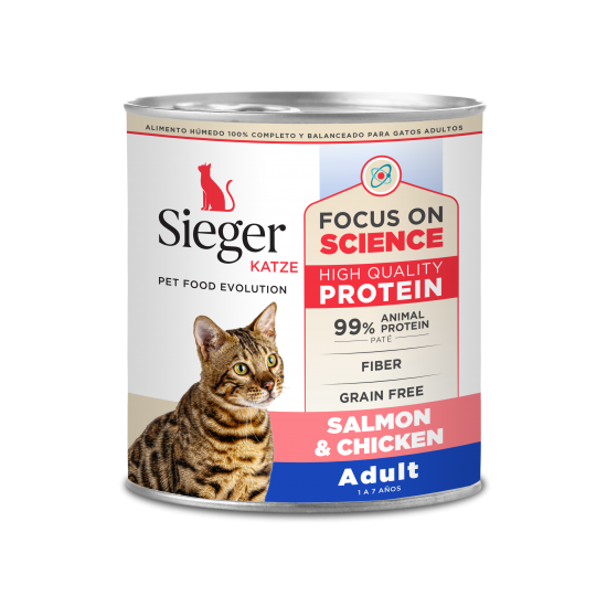 GATOS ALIMENTO HÚMEDO SIEGER KATZE ADULTO SALMON Y POLLO 340G