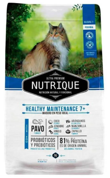 GATOS ALIMENTO NUTRIQUE ADULT +7 (SENIOR) HEALTHY MAINT. 7.5 KG
