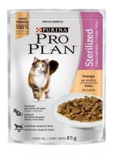GATOS POUCH PRO PLAN ALIMENTO HUMEDO STERILIZED POLLO 85G
