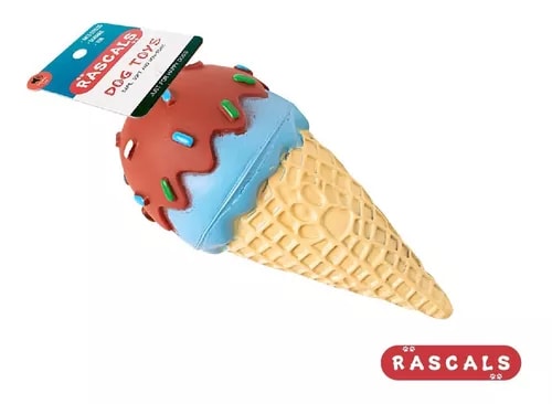 [BZN394] HELADO JUEGUETE DE VINILO CON CHIFLE MARRON Y CELESTE 7 X 15 CM