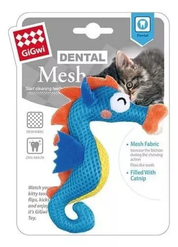 [BZN497] JUGUETE GIGWI DENTAL MESH SEA HORSE BLUE