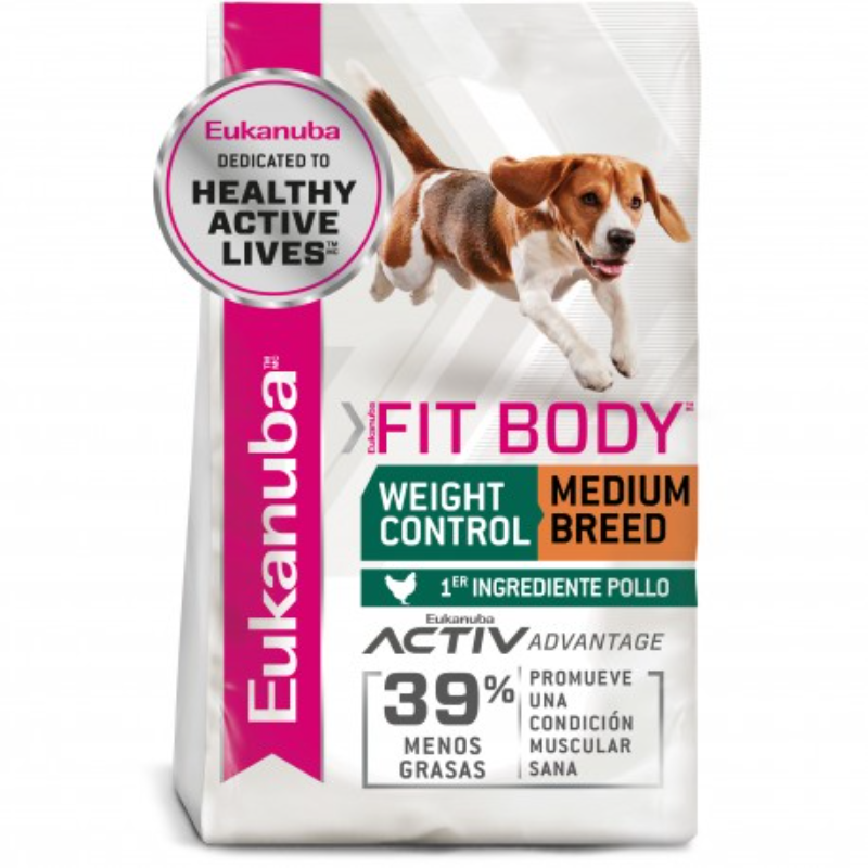PERROS ALIMENTO EUKANUBA FIT WC RAZA MEDIANA 3 KG
