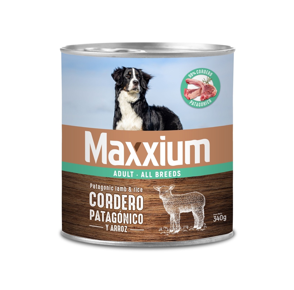 PERROS ALIMENTO HÚMEDO MAXXIUM ADULTO CORDERO Y ARROZ 340G