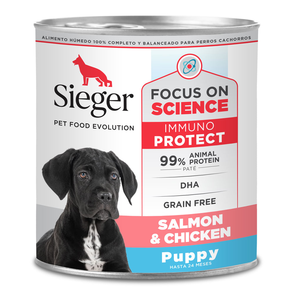 PERROS ALIMENTO HÚMEDO SIEGER CACHORRO SALMON Y POLLO 340G