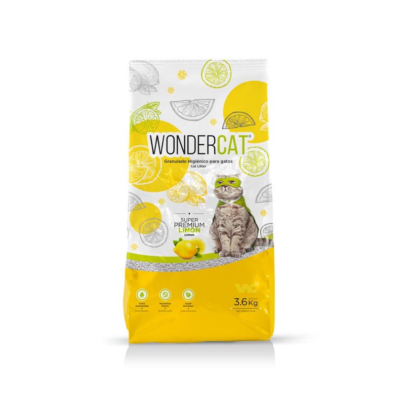 PIEDRITAS SANITARIAS - GRANULADO HIGIENICO WONDERCAT LIMON 3.6 KG