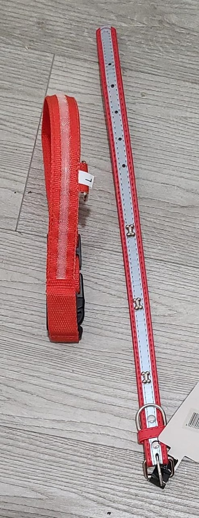 COLLAR ROJO Y PLATEADO REFLECTIVO