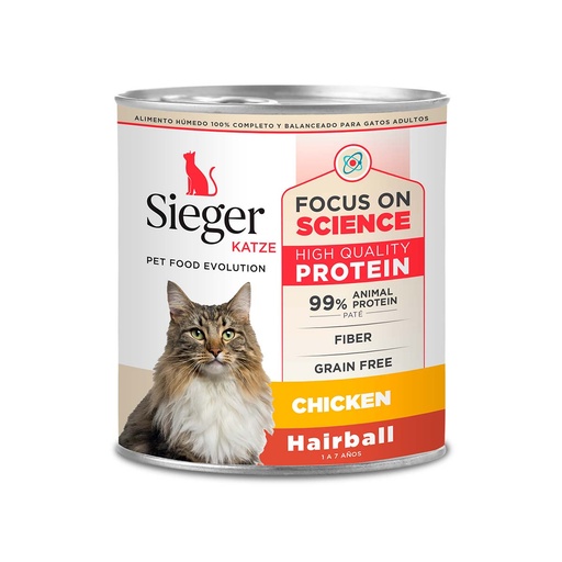 [BZN358] GATOS ALIMENTO HÚMEDO SIEGER KATZE ADULTO HAIRBALL POLLO 340G