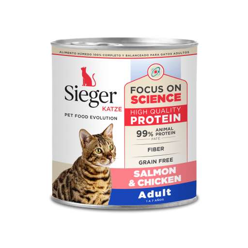 [BZN360] GATOS ALIMENTO HÚMEDO SIEGER KATZE ADULTO SALMON Y POLLO 340G