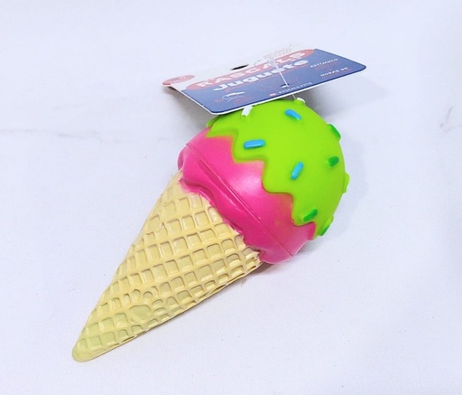 [BZN395] HELADO JUEGUETE DE VINILO CON CHIFLE VERDE Y ROSA 7 X 15 CM
