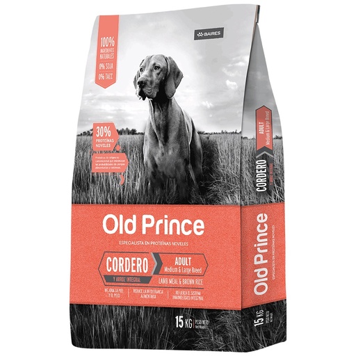 [BZN718] PERROS ALIMENTO OLD PRINCE NOVEL ADULTO MEDIANO GRANDE CORDERO 15 KG