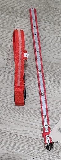 [BZN164] COLLAR ROJO Y PLATEADO REFLECTIVO